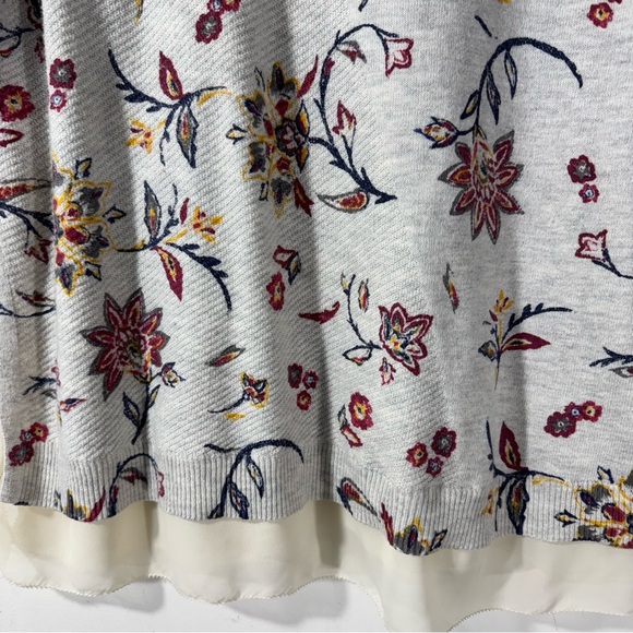 Lucky Brand Chiffon Trim Waffle Knit Floral Top - Picture 3 of 10